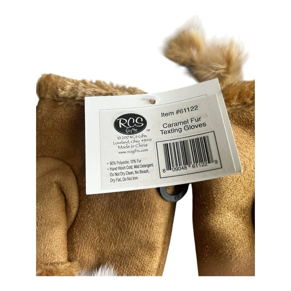 RCS gifts All Jazzed Up caramel faux fur texting gloves NEW
